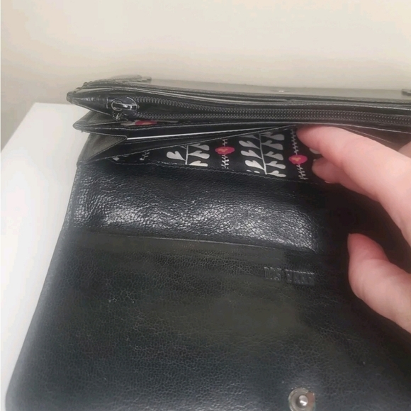 ANNA SUI Rose Cluth Wallet Genuine Cowhide Leather Rhinestone Bill Fold Japan - Picture 13 of 14